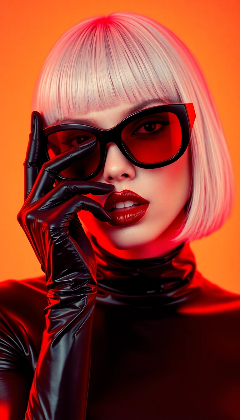 Best Magnificent Y2K Woman Fashion Model in Black and Red Phone Appealing Background
